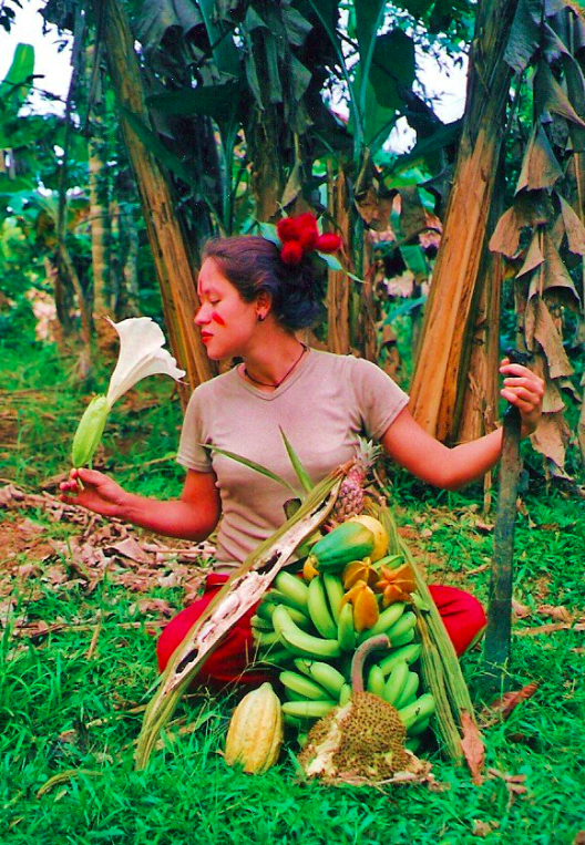 Guided by Victoria Africano, surrounded by a Tropical Bounty of Fruits and Flowers in the Amazon Jungle near Iquitos Peru. Connect with Animals; Connect with Nature.